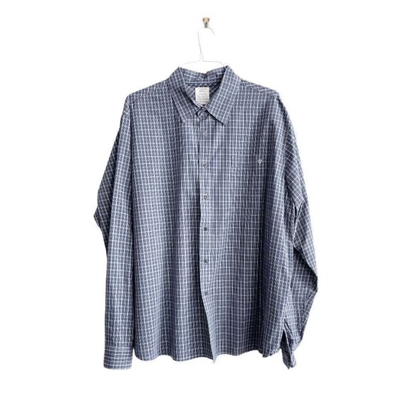 Wrangler Jeans Co. Mens Plaid Long Sleeve Cotton Button Up Shirt Navy Blue 2XL - Picture 1 of 7